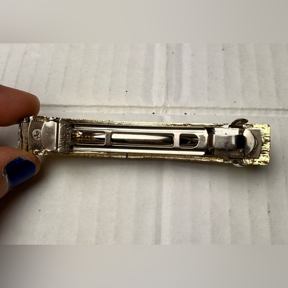 Vintage Gold Tone Hair Barrette Metal Clip Women Accessory Rectangle Taiwan - Picture 4 of 7